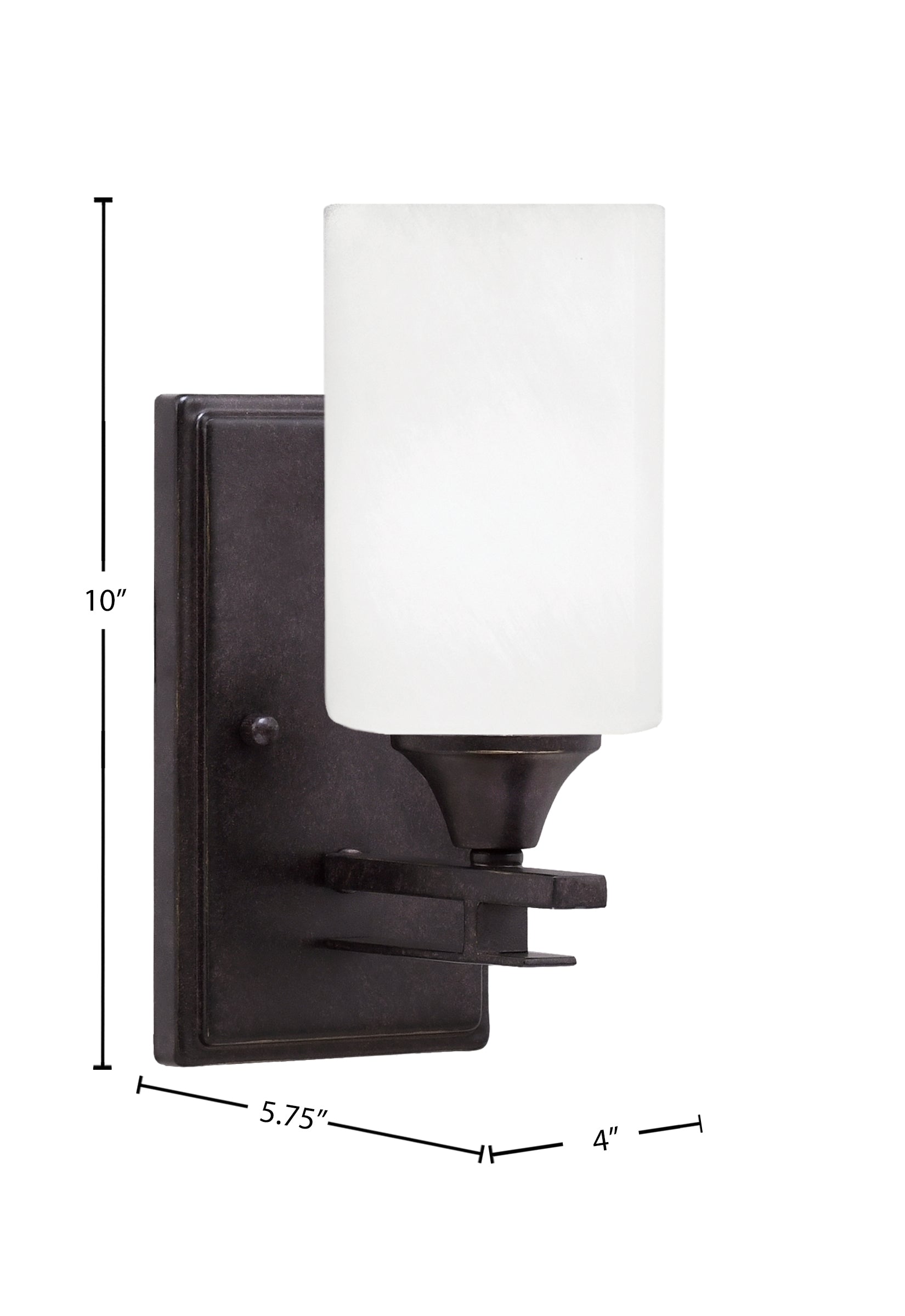 Uptowne One Light Wall Sconce in Dark Granite with 4" White Marble Shade