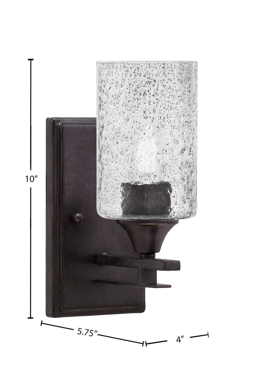 Uptowne One Light Wall Sconce in Dark Granite with 4" Smoke Bubble Shade
