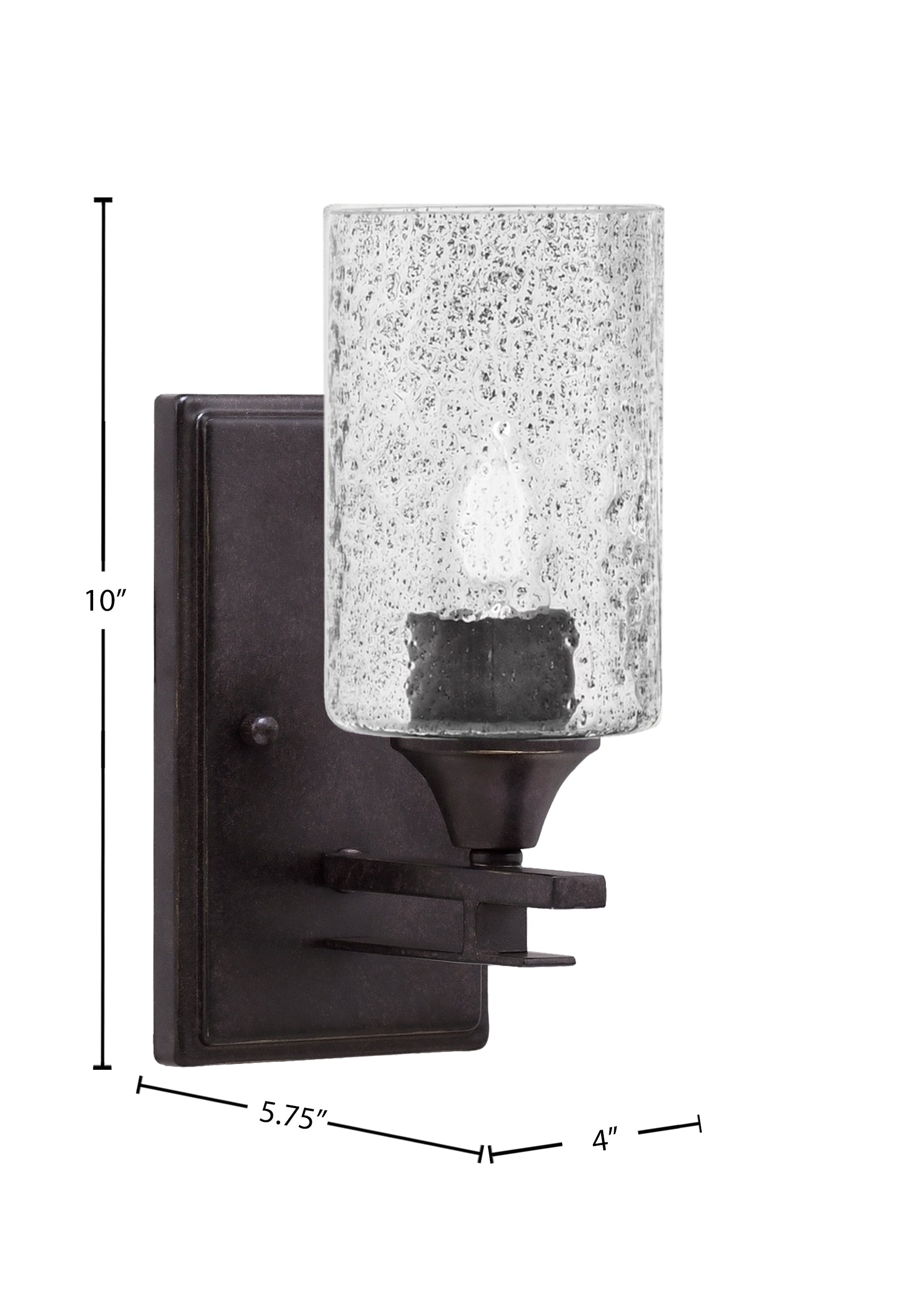 Uptowne One Light Wall Sconce in Dark Granite with 4" Smoke Bubble Shade