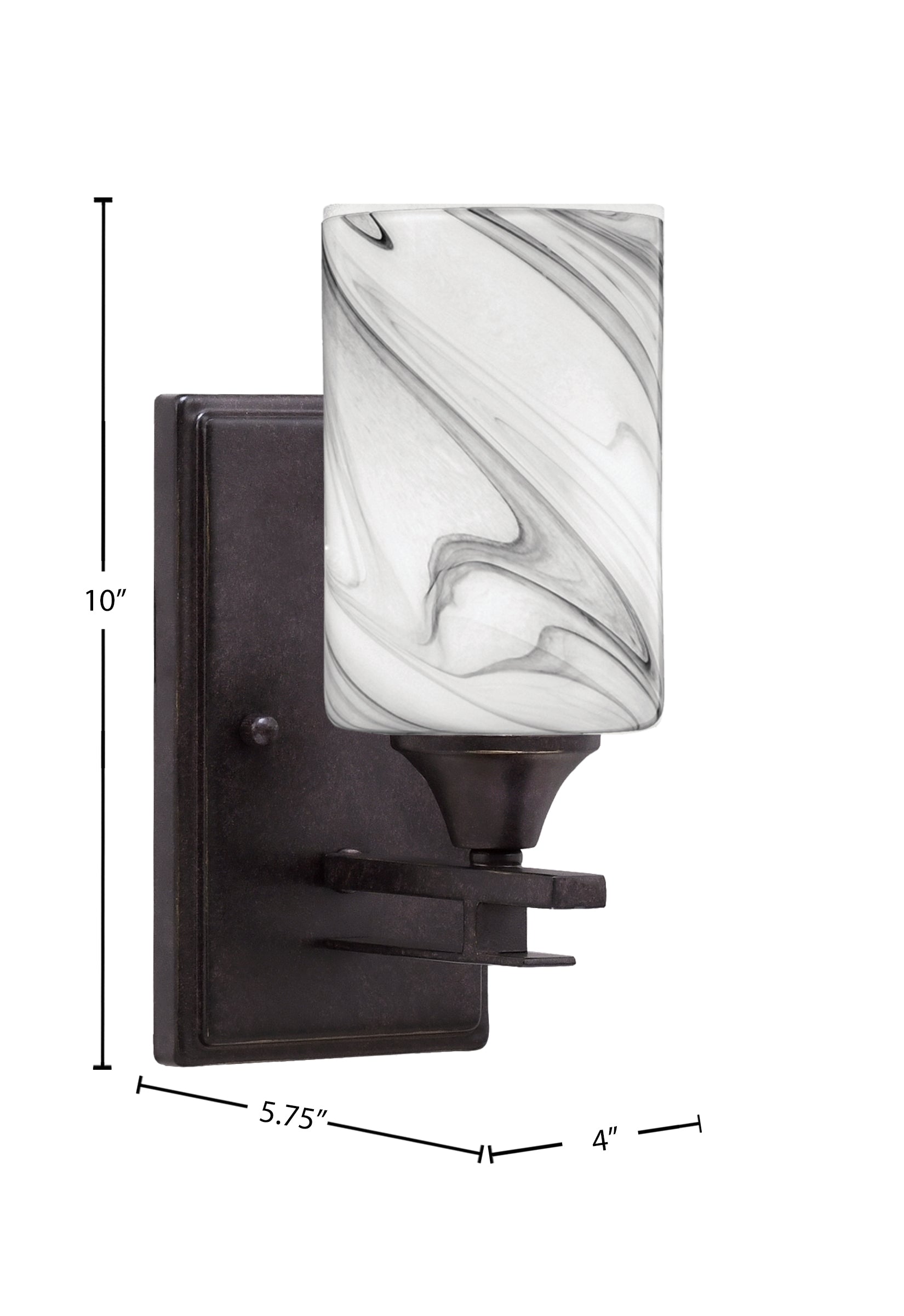 Uptowne One Light Wall Sconce in Dark Granite with 4" Onyx Swirl Shade