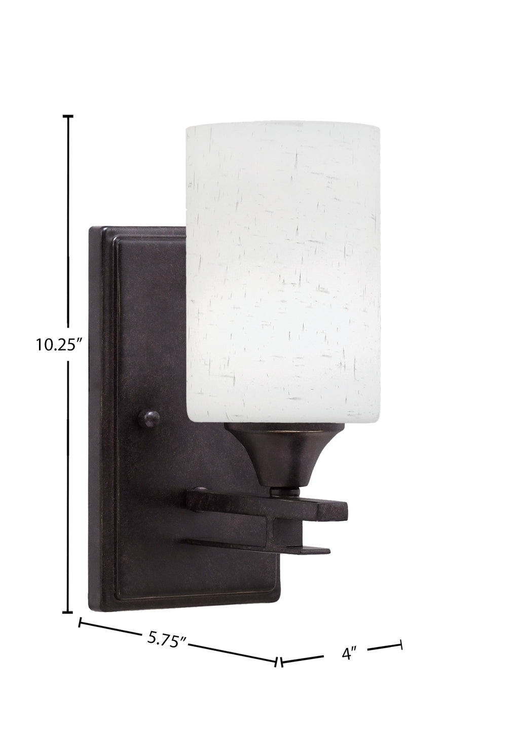 Uptowne One Light Wall Sconce in Dark Granite with 4" White Muslin Shade