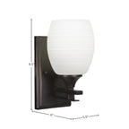 Uptowne One Light Wall Sconce in Dark Granite with 5" White Matrix Shade