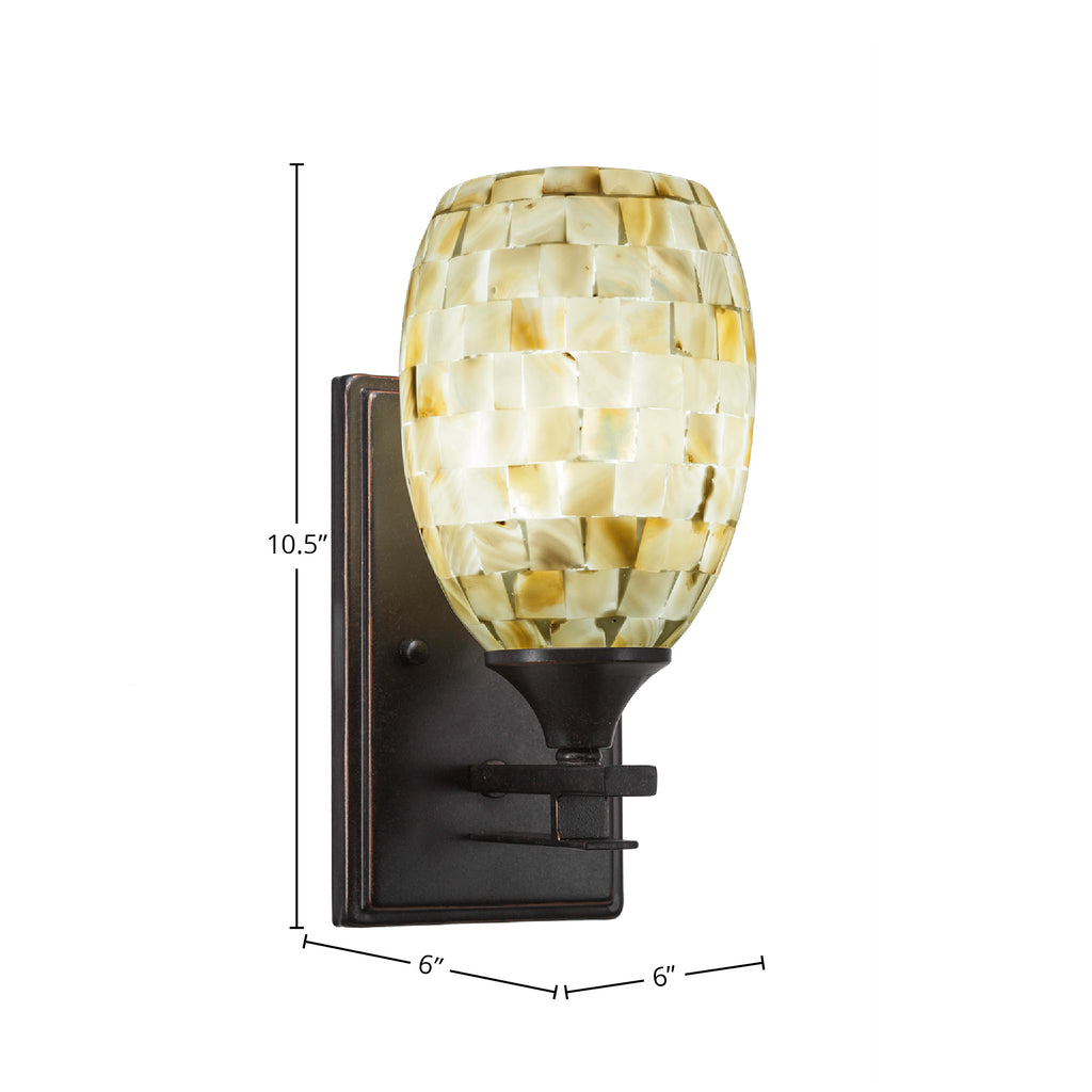 Uptowne One Light Wall Sconce in Dark Granite with 5" Ivory Glaze Seashell Shade