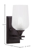 Uptowne One Light Wall Sconce in Dark Granite with 5" Clear Textured Shade