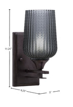 Uptowne One Light Wall Sconce in Dark Granite with 5" Smoke Textured Shade