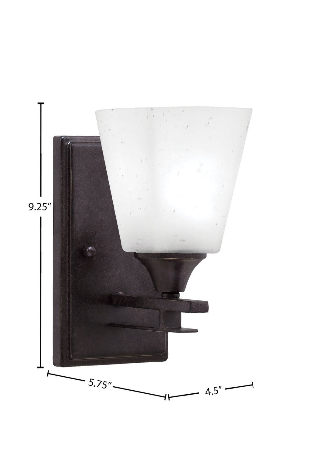 Uptowne One Light Wall Sconce in Dark Granite with 4.5" Square White Muslin Shade
