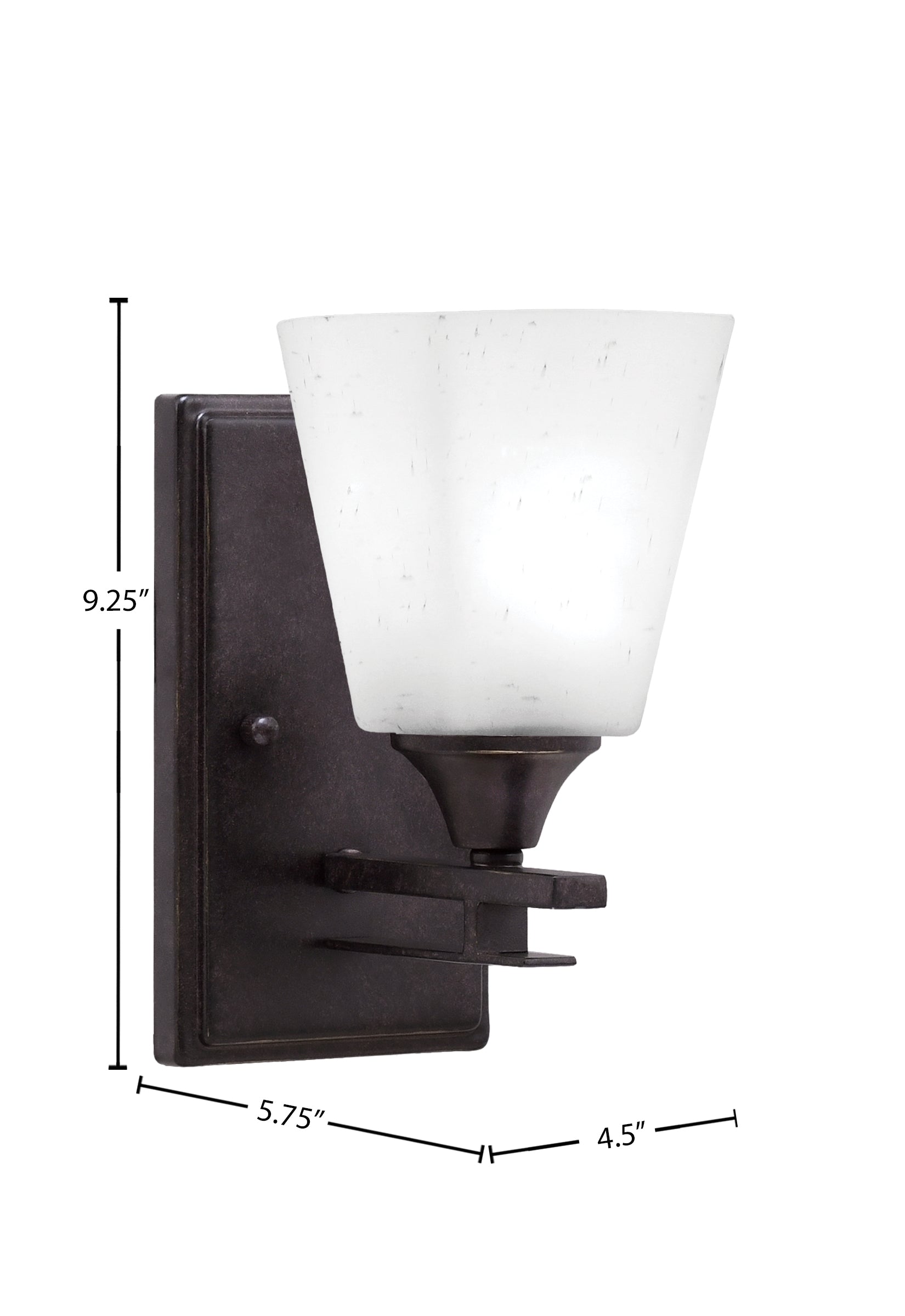 Uptowne One Light Wall Sconce in Dark Granite with 4.5" Square White Muslin Shade