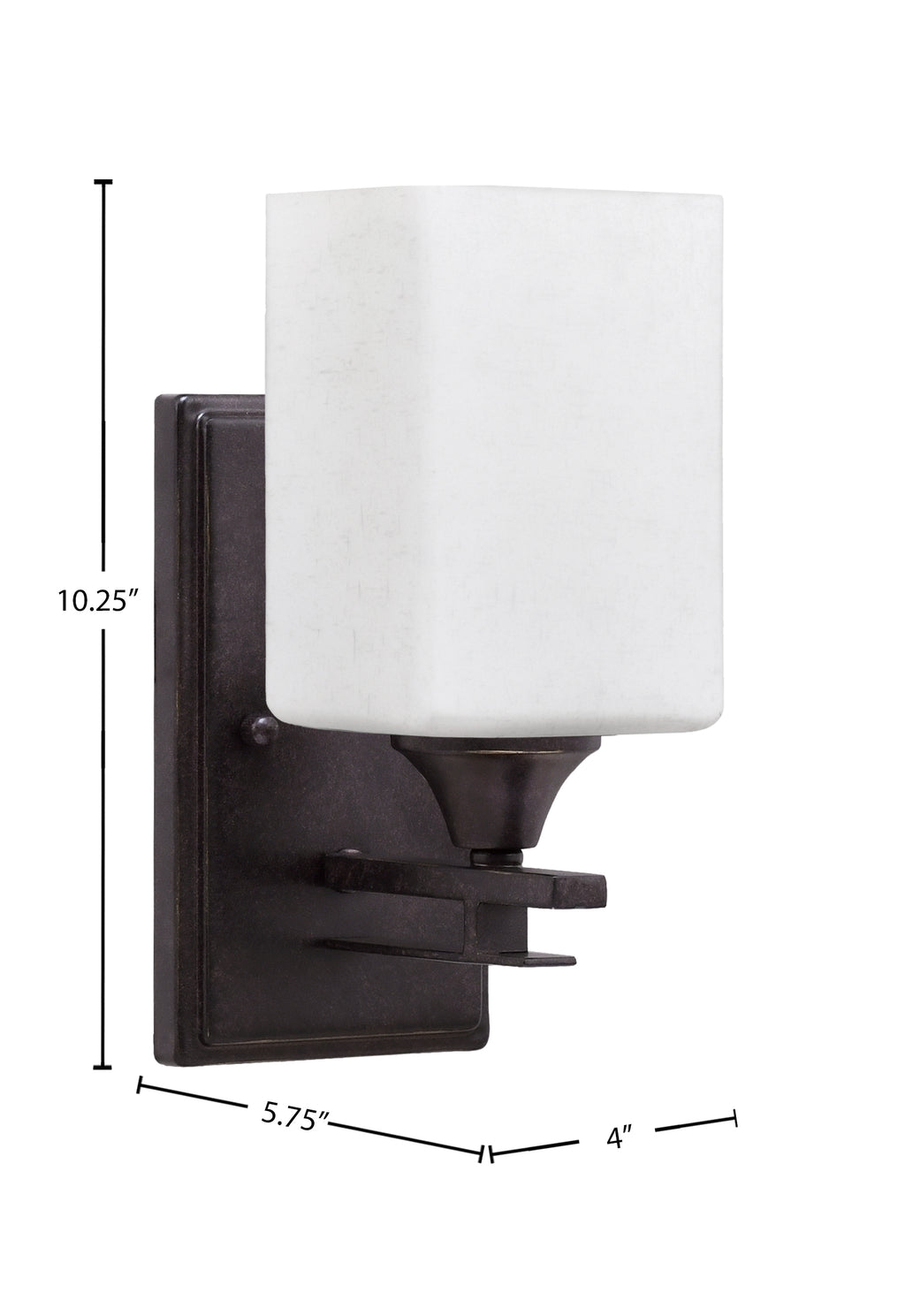 Uptowne One Light Wall Sconce in Dark Granite with 4" Square White Muslin Shade