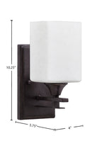 Uptowne One Light Wall Sconce in Dark Granite with 4" Square White Muslin Shade