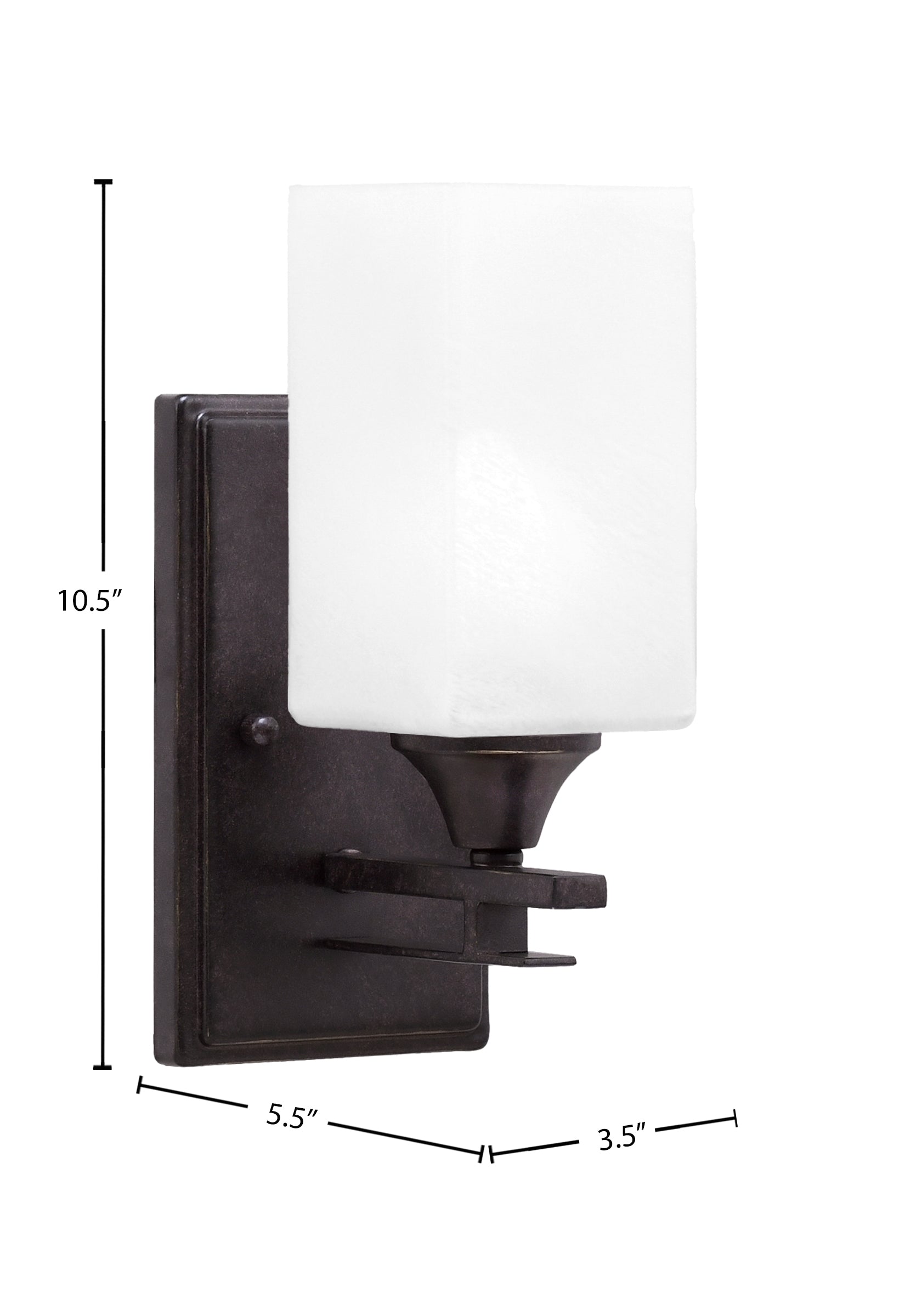 Uptowne One Light Wall Sconce in Dark Granite with 3.5" Square White Marble Shade