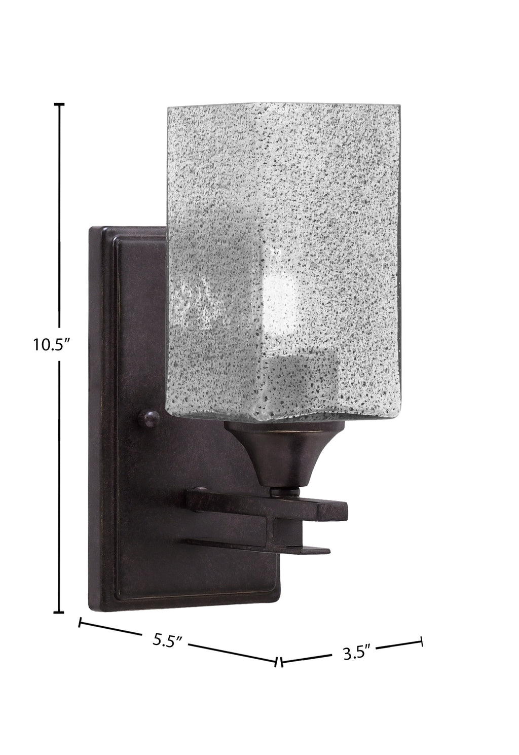 Uptowne One Light Wall Sconce in Dark Granite with 3.5" Square Smoke Bubble Shade
