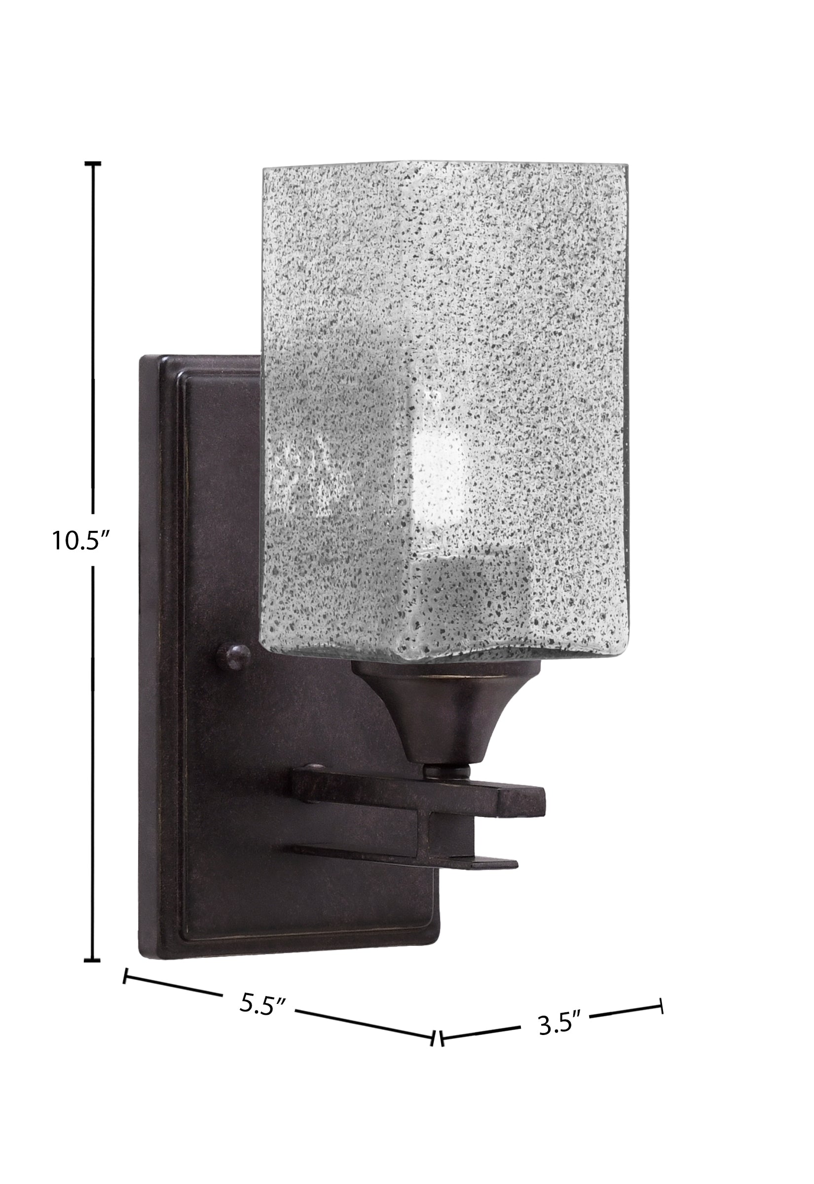 Uptowne One Light Wall Sconce in Dark Granite with 3.5" Square Smoke Bubble Shade