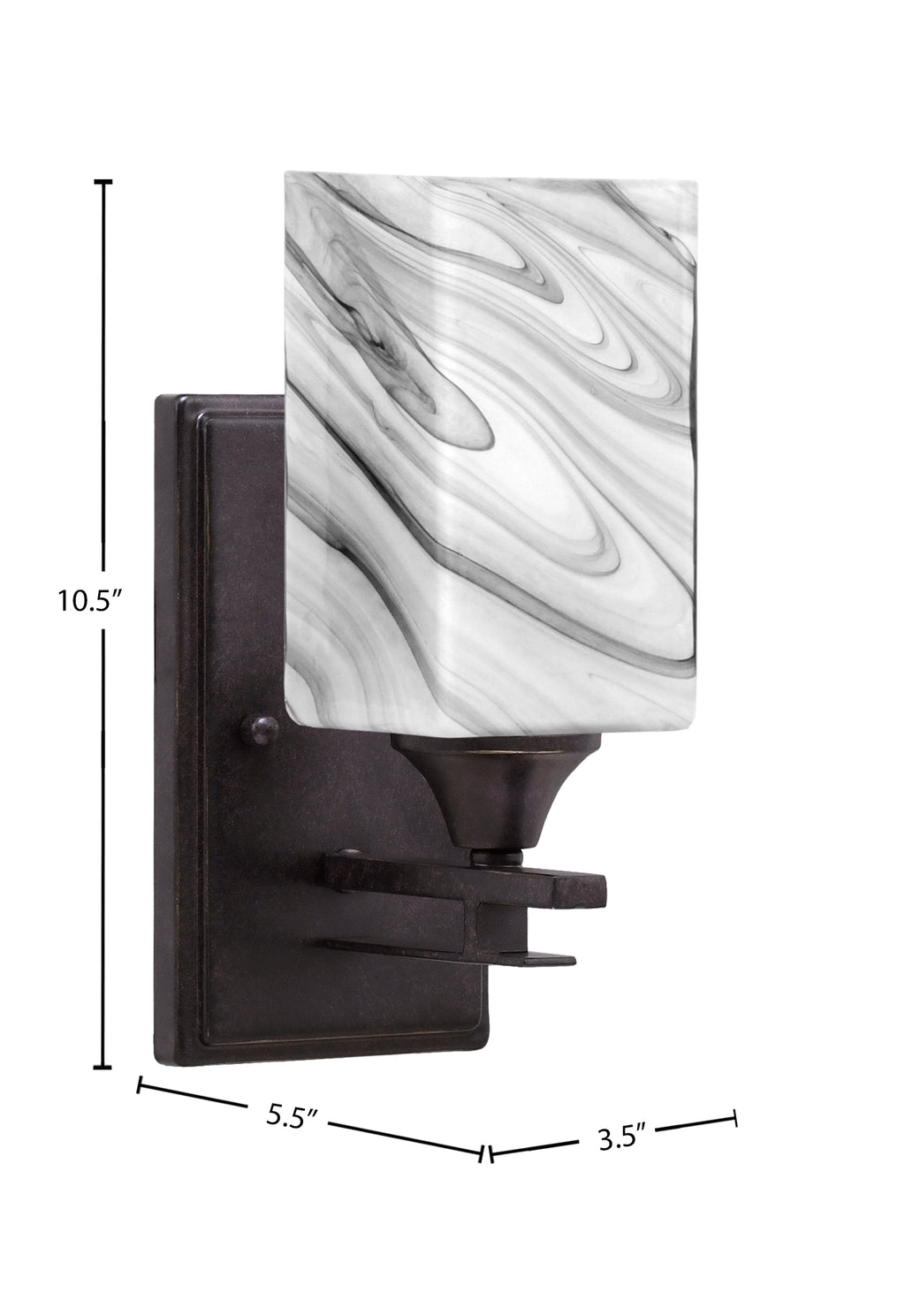 Uptowne One Light Wall Sconce in Dark Granite with 3.5" Square Onyx Swirl Shade
