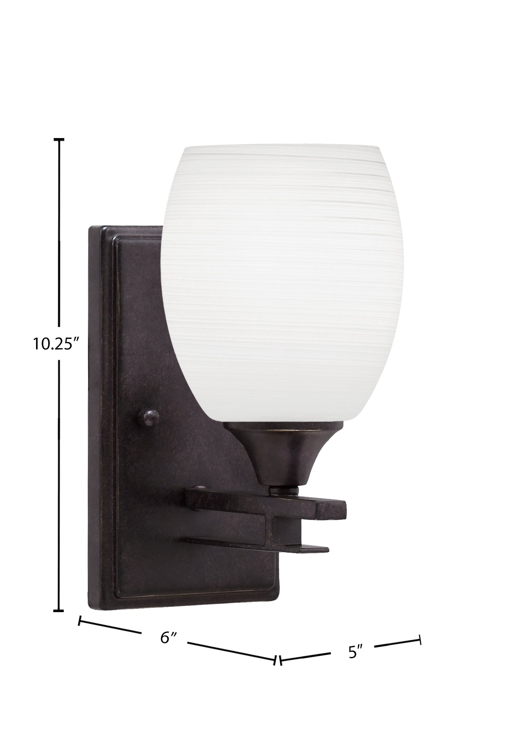 Uptowne One Light Wall Sconce in Dark Granite with 5" White Linen Shade