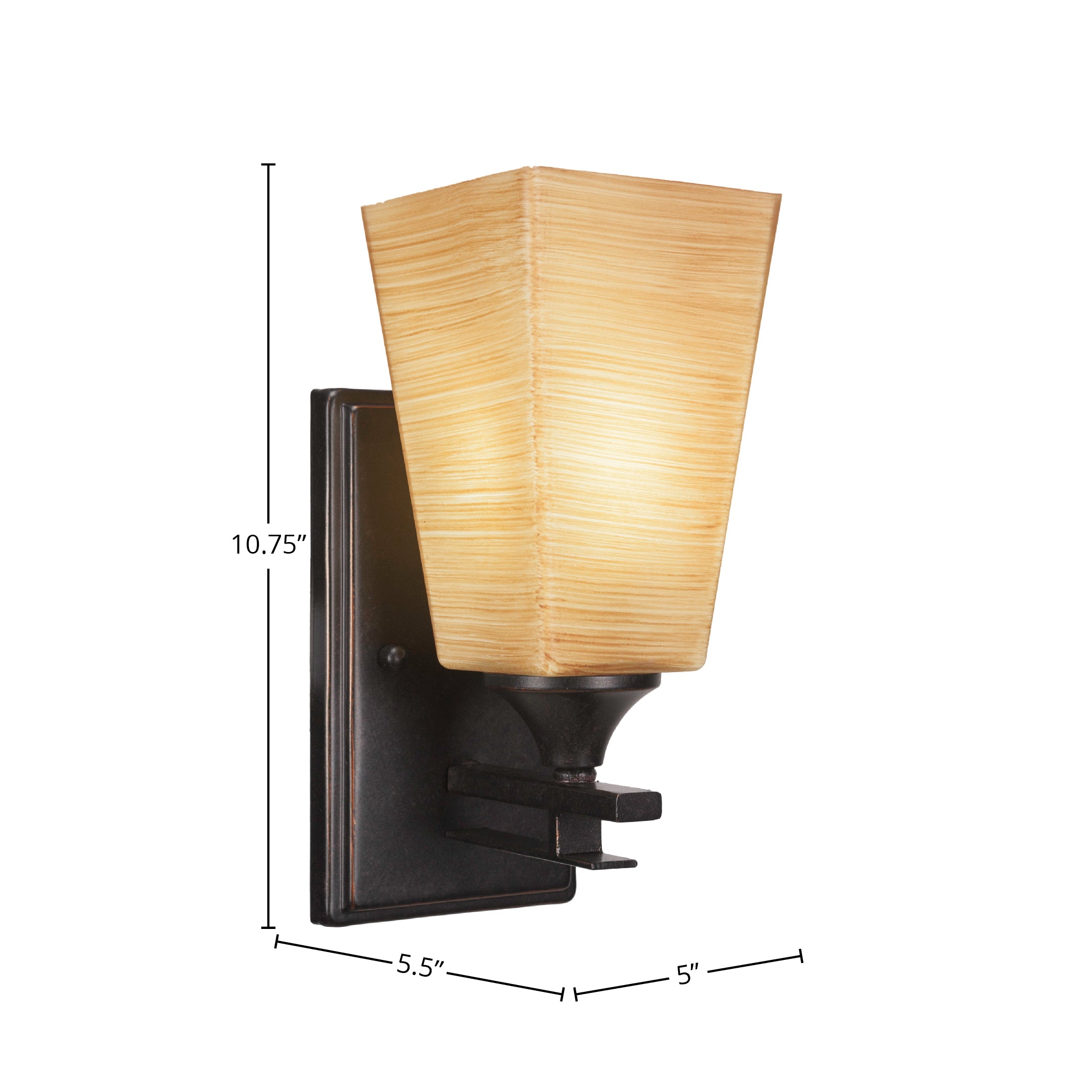Uptowne One Light Wall Sconce in Dark Granite with 5" Square Cayenne Linen Shade