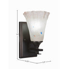 Uptowne One Light Wall Sconce in Dark Granite with 5.5" Fluted Frosted Crystal Shade