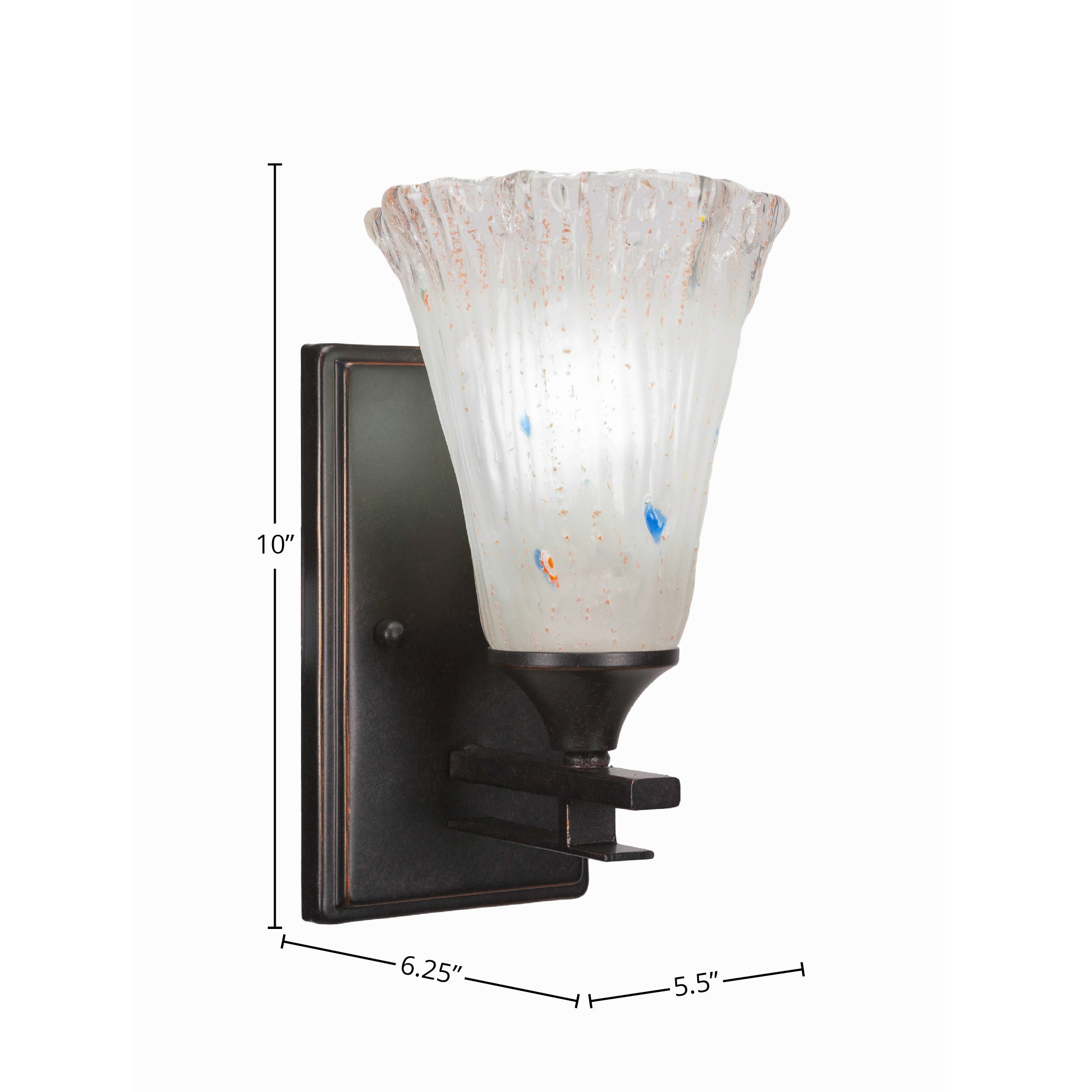 Uptowne One Light Wall Sconce in Dark Granite with 5.5" Fluted Frosted Crystal Shade