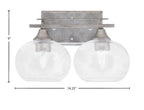 Uptowne Two Light Bath Bar in Aged Silver with 7" Clear Bubble Shade
