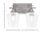 Uptowne Two Light Bath Bar in Aged Silver with 5" Clear Bubble Shade