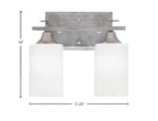 Uptowne Two Light Bath Bar in Aged Silver with 4" White Marble Shade