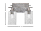 Uptowne Two Light Bath Bar in Aged Silver with 4" Smoke Bubble Shade