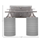 Uptowne Two Light Bath Bar in Aged Silver with 4" Gray Matrix Shade