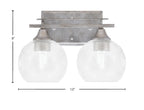 Uptowne Two Light Bath Bar in Aged Silver with 5.75" Clear Bubble Shade
