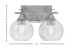 Uptowne Two Light Bath Bar in Aged Silver with 5.75" Smoke Bubble Shade