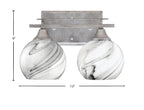 Uptowne Two Light Bath Bar in Aged Silver with 5.75" Onyx Swirl Shade