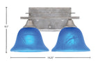 Uptowne Two Light Bath Bar in Aged Silver with 7" Blue Italian Shade