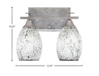 Uptowne Two Light Bath Bar in Aged Silver with 5" Black Fusion Shade