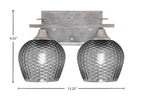 Uptowne Two Light Bath Bar in Aged Silver with 6" Smoke Textured Shade