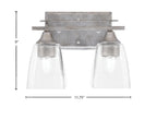 Uptowne Two Light Bath Bar in Aged Silver with 4.5" Square Clear Bubble Shade