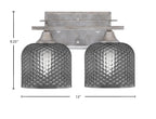 Uptowne Two Light Bath Bar in Aged Silver with 6" Smoke Textured Shade