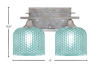 Uptowne Two Light Bath Bar in Aged Silver with 6" Turquoise Textured Shade