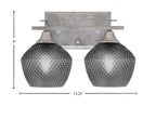 Uptowne Two Light Bath Bar in Aged Silver with 6" Smoke Textured Shade