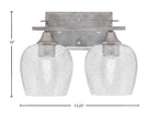 Uptowne Two Light Bath Bar in Aged Silver with 6" Smoke Bubble Glass Shade
