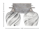 Uptowne Two Light Bath Bar in Aged Silver with 6" Onyx Swirl Shade