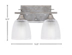 Uptowne Two Light Bath Bar in Aged Silver with 5" Clear Ribbed Shade
