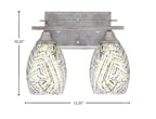 Uptowne Two Light Bath Bar in Aged Silver with 5" Natural Fusion Shade