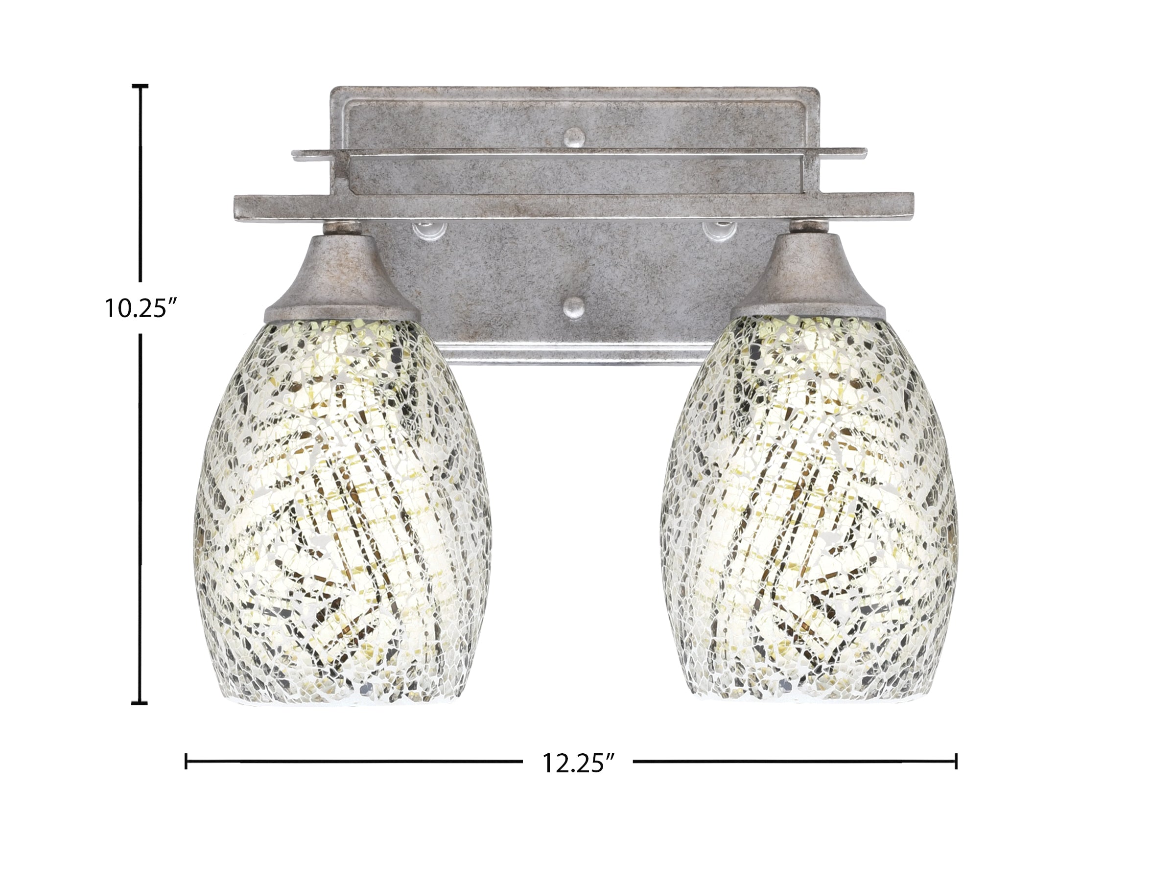 Uptowne Two Light Bath Bar in Aged Silver with 5" Natural Fusion Shade