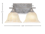 Uptowne Two Light Bath Bar in Aged Silver with 7" Italian Marble Shade