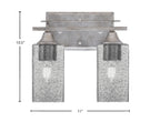 Uptowne Two Light Bath Bar in Aged Silver with 3.5" Square Smoke Bubble Shade