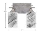 Uptowne Two Light Bath Bar in Aged Silver with 3.5" Square Onyx Swirl Glass Shade