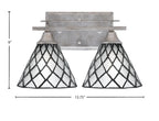 Uptowne Two Light Bath Bar in Aged Silver with 7" Diamond Ice Art Glass Shade