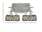 Uptowne Two Light Bath Bar in Aged Silver with 7" Royal Merlot Art Glass Shade