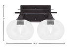 Uptowne Two Light Bath Bar in Dark Granite with 7" Clear Bubble Shade