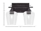 Uptowne Two Light Bath Bar in Dark Granite with 5" Clear Bubble Shade