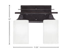 Uptowne Two Light Bath Bar in Dark Granite with 4" White Marble Shade