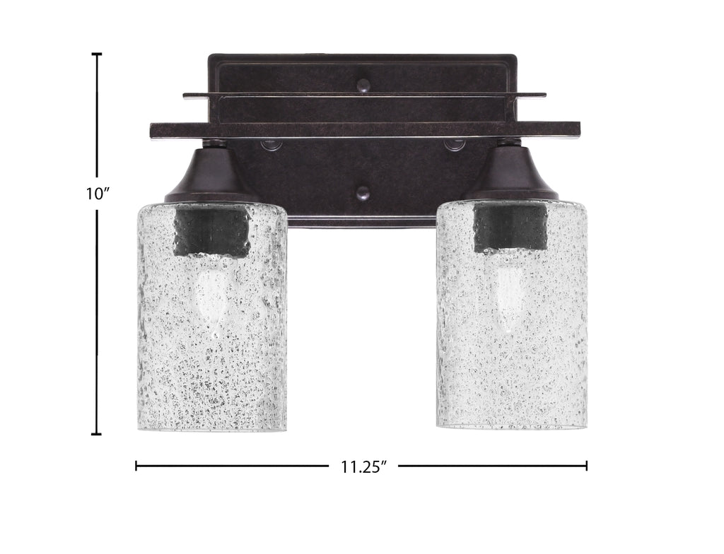 Uptowne Two Light Bath Bar in Dark Granite with 4" Smoke Bubble Shade